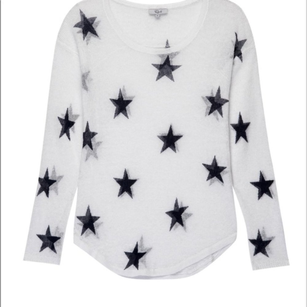 Rails Perri White Navy Stars NWOT Trendy Sweater - Picture 2 of 8